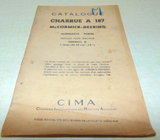 Ancien livret d'entretien +pièces charrue A 187  MC CORMICK