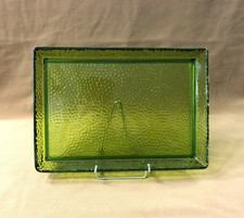 plateau de service signé BACCARAT cristal VERT modèle NID D'ABEILLE couleurs