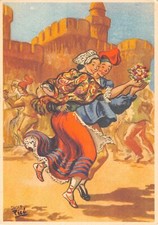 CPA 66 QUADRILLA ROSSELLONESA DEVANT LE CASTILLET A PERPIGNAN / CPA ILLUSTRATEUR