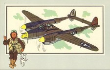 AVION LOCKHEED P-38 LIGHTNING 1939 TINTIN AVIATION 39 45 Chèque 24 Voir Savoir