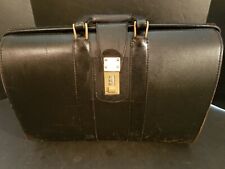 Vintage Black Leather Case Doctor's Bag Or Briefcase 18x13x6" W/Combination Lock