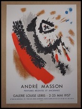 André MASSON : Galerie Louise LEIRIS, affiche lithographie originale 1957