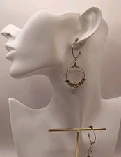 Boucles D'oreilles Pierre Naturelle Labradorite Et Lauburu Croix Basque 