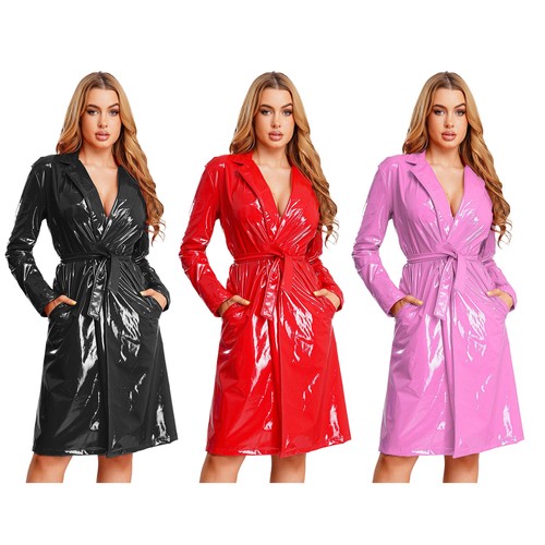 Women coats shiny overcoat - coats, pvc