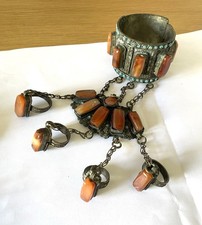 Ancien Bracelet Kabyle Cornaline manchette ethnique Jewelry bijoux Berbère Antiq