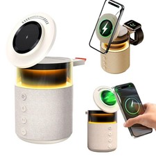 6-in-1 Bedroom Speaker Phone Holder Wireless Charging Warm Night Light I8R3