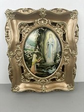 Ancien Reliquaire Ex Voto Cadre Lumineux verre bombé apparition vierge Marie