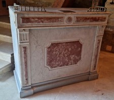 Meuble de métier ancien caisse comptoir de magasin en marbre boucherie