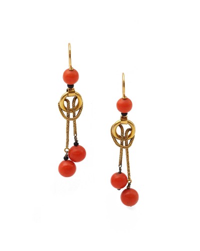 Boucles oreille corail - boucles, d'oreille