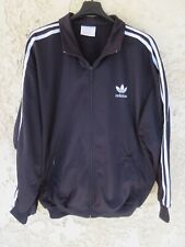 Veste ADIDAS vintage jacket giacca felpa noir bande blanche 90'S trefoil 186 XL