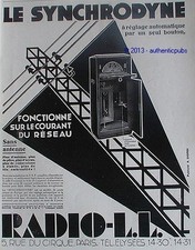 PUBLICITE RADIO LL TSF SYNCHRODYNE SANS ANTENNE APPAREIL DE 1929 FRENCH AD PUB