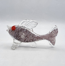 Sculpture figurine poisson en verre soufflé coloré pincé de Murano XXème