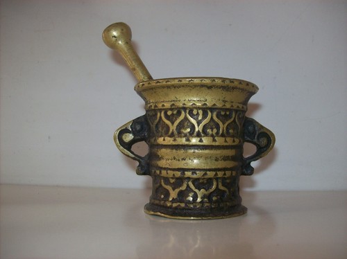 Ancien mortier bronze - mortier, avec