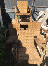 ancien salon de jardin en corde bois jonc tressee