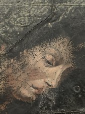 Tableau ancien composition mixte sculpture peinture portrait femme mélancolie