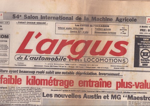 Argus 2821 austin et mg - l'argus,
