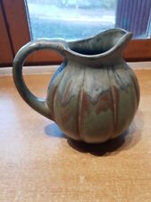 Pichet céramique vernissée vert bleutée 17 cm poterie cottelé décor melon