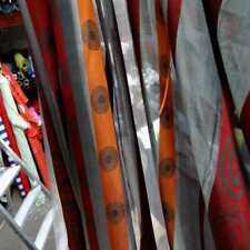 Tissu organza gris a bandes orange rouge en 3m de large