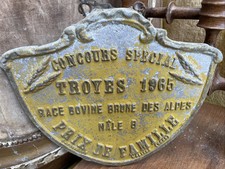 Ancienne Plaque Concours Agricole Race Bovine Des Alpes Troyes 1965