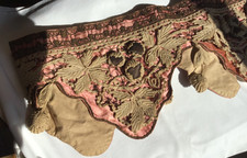 CANTONNIERE RIDEAUX ANCIENNE XIX POMPON DENTELLE SATIN ROSE