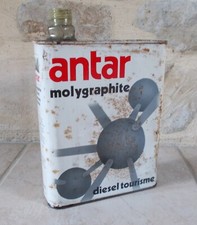 Vintage France french oil can tin Antar MOLYGRAPHITE Diesel Tourisme White