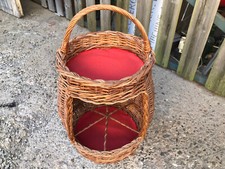 Ancien bar panier en osier vintage déco années 1950 en bon état