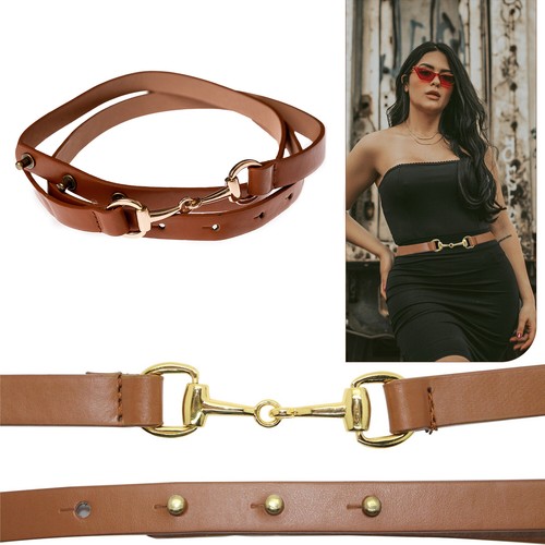 Ceinture similicuir marron - en,