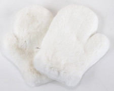 Gants En Fourrure Paire Rex Lapin Hiver Mariage Naturel Laine Blanche