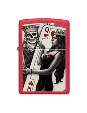Briquet Zippo King Skull Hearts Queen Coupe-Vent À Collectionner Homme  Red