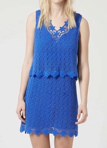 Robe courte crochet bleue - robe,