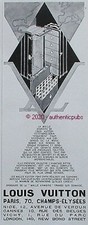 PUBLICITE LOUIS VUITTON MALLES ARMOIRE BAGAGERIE DE LUXE DE 1928 FRENCH AD PUB
