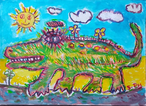 Tableau peinture crocodile - tableau,