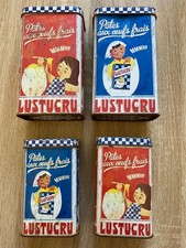 LOT DE 4 BOITES TOLE  PUB LUSTUCRU bon état 2 grandes, 2 petites