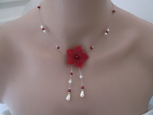 Collier rouge bordeaux - bordeaux, ivoire