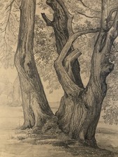 Grand Dessin XIXe 1888 crayon