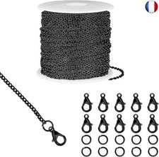 AFASOES 1 Rouleau Chaine Collier 10 Metre Chaine Bijoux avec 20 Fermoirs de