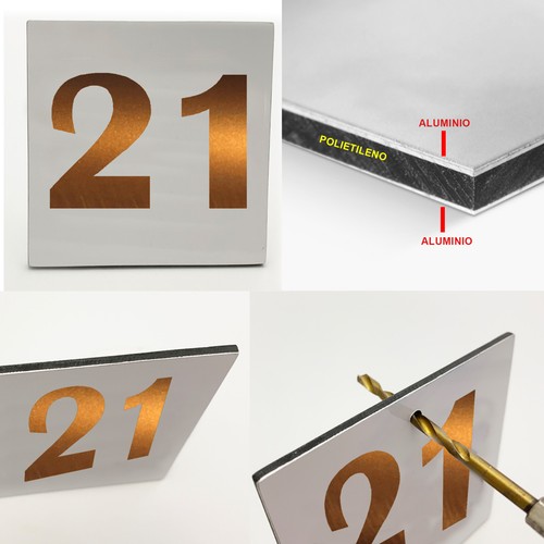 Numéro plaque aluminium 3 - plaque,