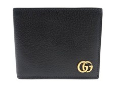 NEUF PORTEFEUILLE GUCCI 428726 PORTE CARTES A RABAT GG MARMONT EN CUIR NOIR 440€