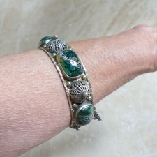 Ancien Bracelet Berbère Ethnique Argent massif poinçon crabe