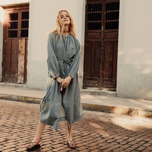 Robe maxi longue coton à - maxi,