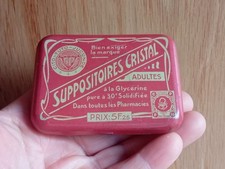 ANCIENNE PETITE BOITE PHARMACIE SUPPOSITOIRES CRISTAL