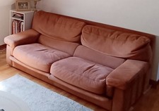 canape cuir taurillon marrons  contemporain ( 2 poufs  dispo)