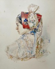 Profil de jeune femme, école