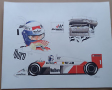 Affiche Formule 1-Lithographie MCLAREN TAG PORSCHE-Alain PROST 1987-50X40.