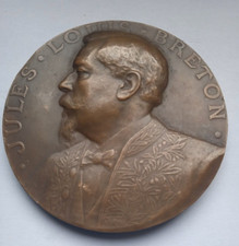 JULES BRETON 1973 SALON DES ARTS MENAGERS  in PARIS LARGE FRENCH ART MEDAL