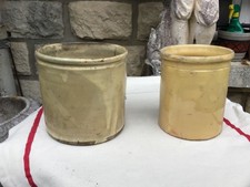Lot de 2 Ancien pot à graisse en grès Art Populaire fin 19ème ou début 20ème