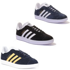 ADIDAS Gazelle 3 Rayures Logo 90s Daim Hommes Baskets Marine Jaune UK 6 - 13