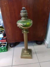 Lampe à pétrole 19e style colonne antique Louis XV bronze patine vintage Émaillé