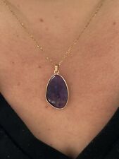 Collier doré en améthyste naturelle fait main