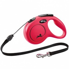 FLEXI Laisse Enrouleur New CLASSIC Corde - 5M, Jusqu'à 20Kg - Rouge